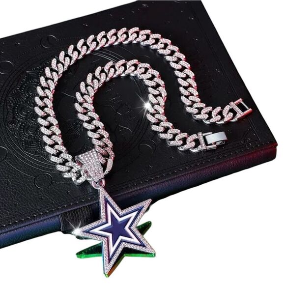NFL Dallas Cowboys Necklace & Chain Pendant Iced Bling Fan - Picture 3 of 4